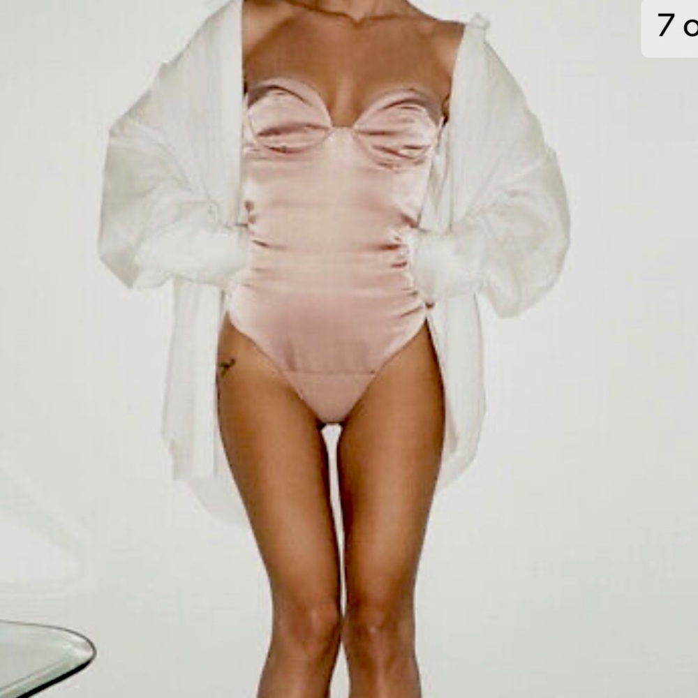 Satin Bustier Bodysuit - dusty pink - Zara